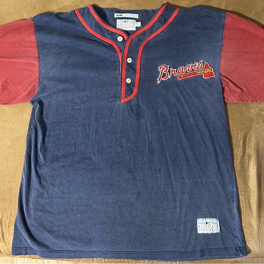 Braves Genuine Merchandise Blue and Red Baseball Shirt size XL